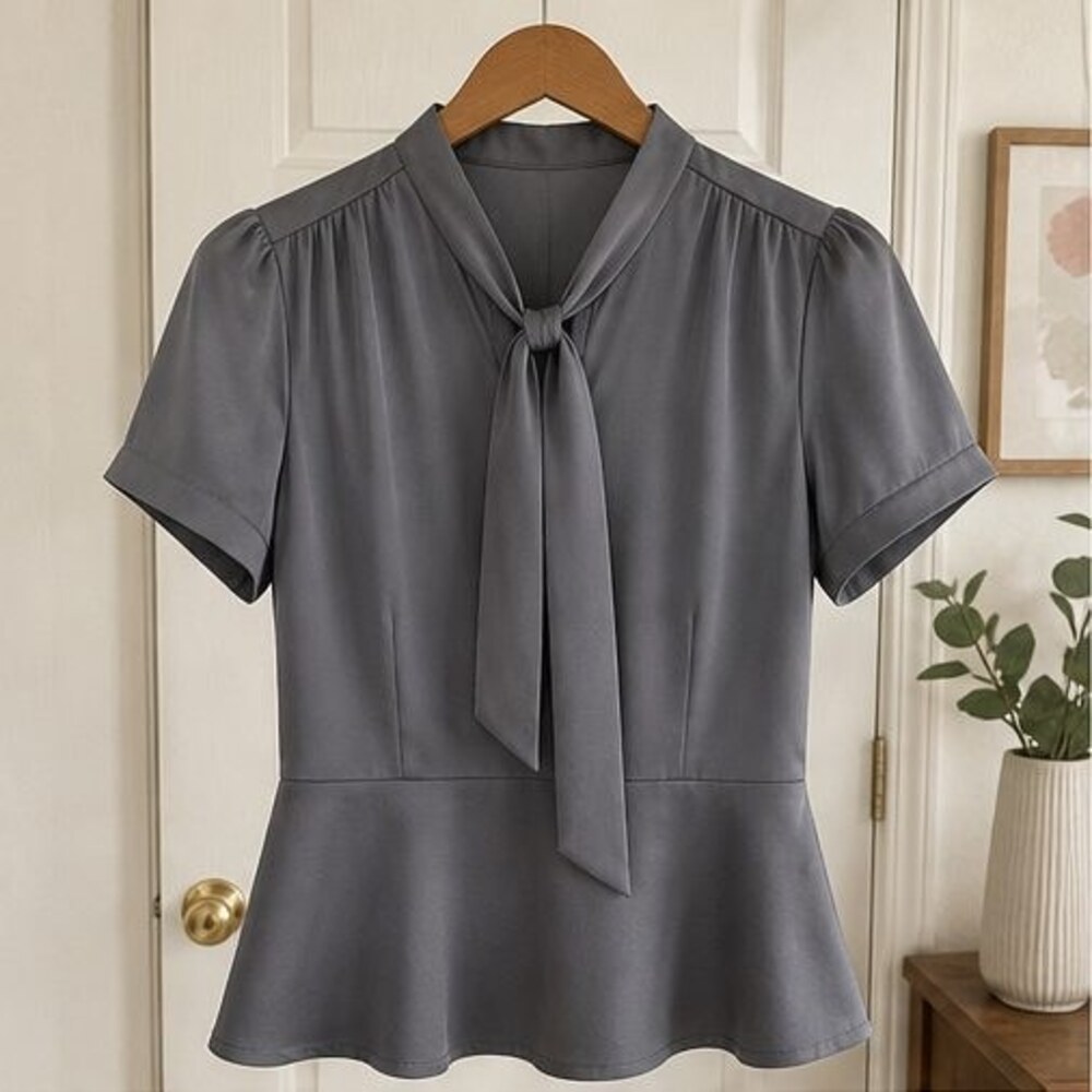 Gray Lace Trim Top